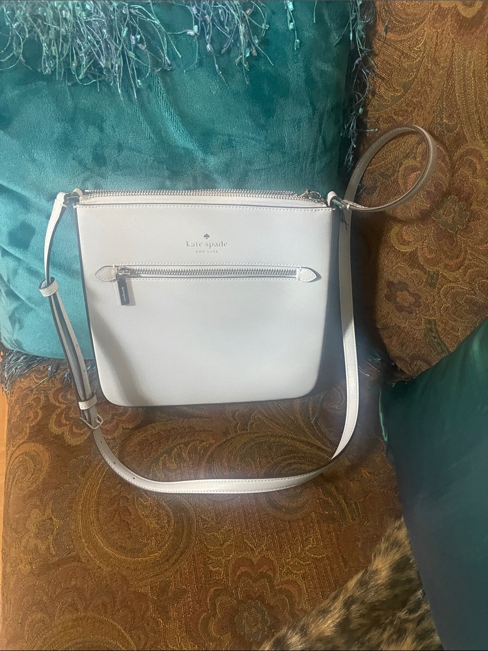kate spade White Crossbody Bag with Front Zip Pocket
